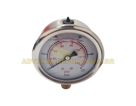MANÔMETRO 10 BAR, PRESSÃO: 0 À 140 PSI		